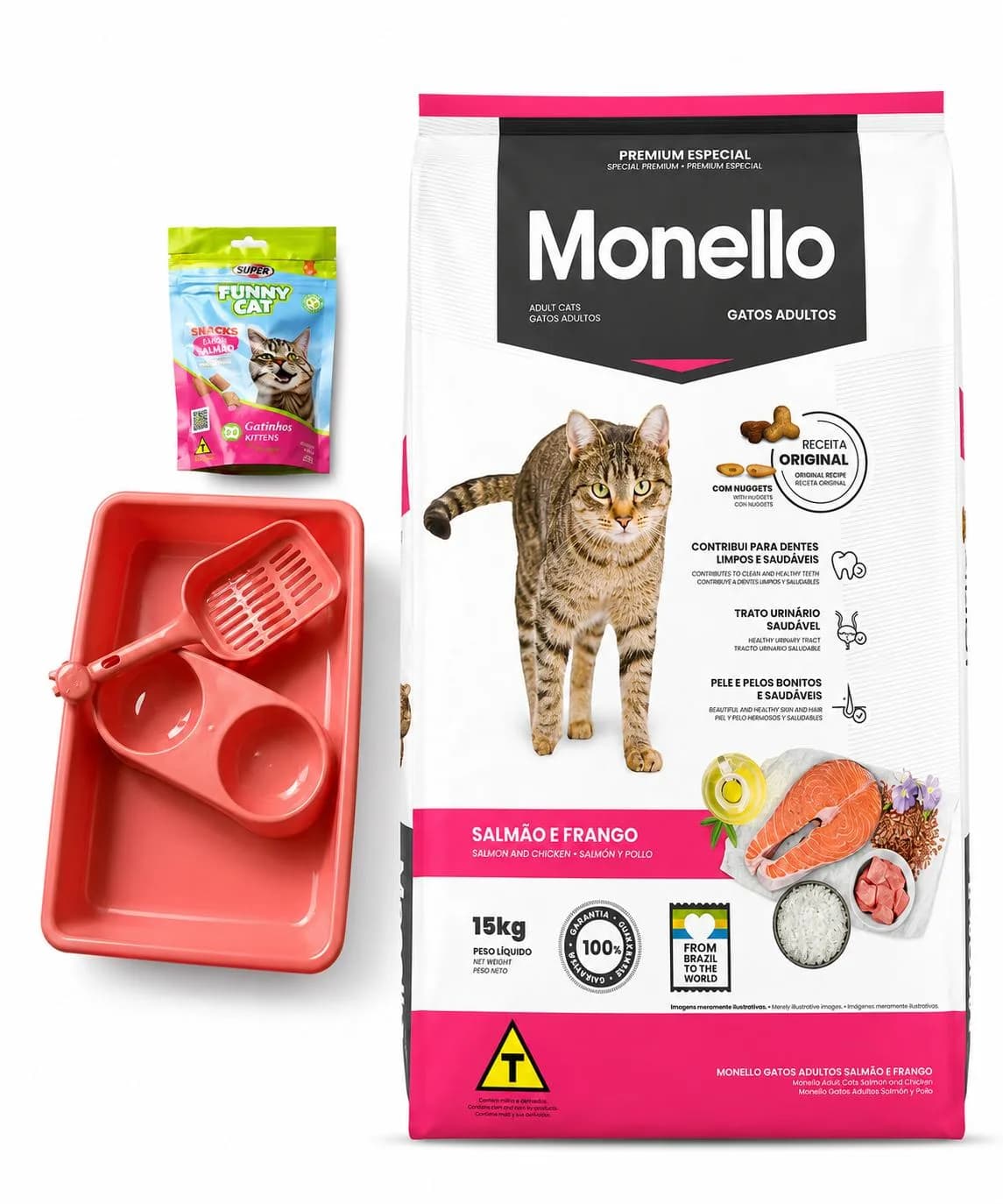 Monello Premium Especial Gatos Adultos Salmón +Bandeja Sanitaria