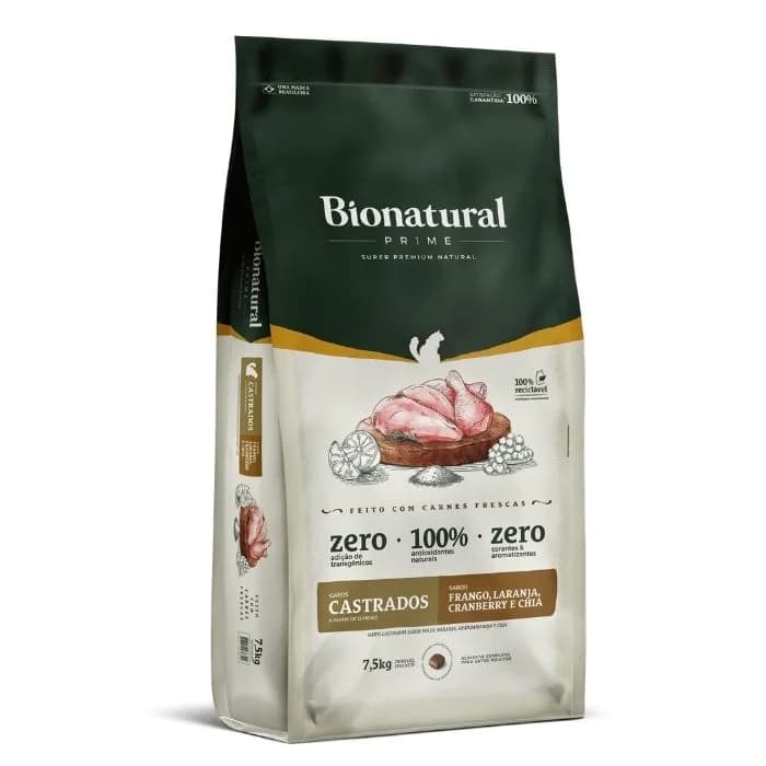 Ración Bionatural Prime Gatos Castrados Pollo